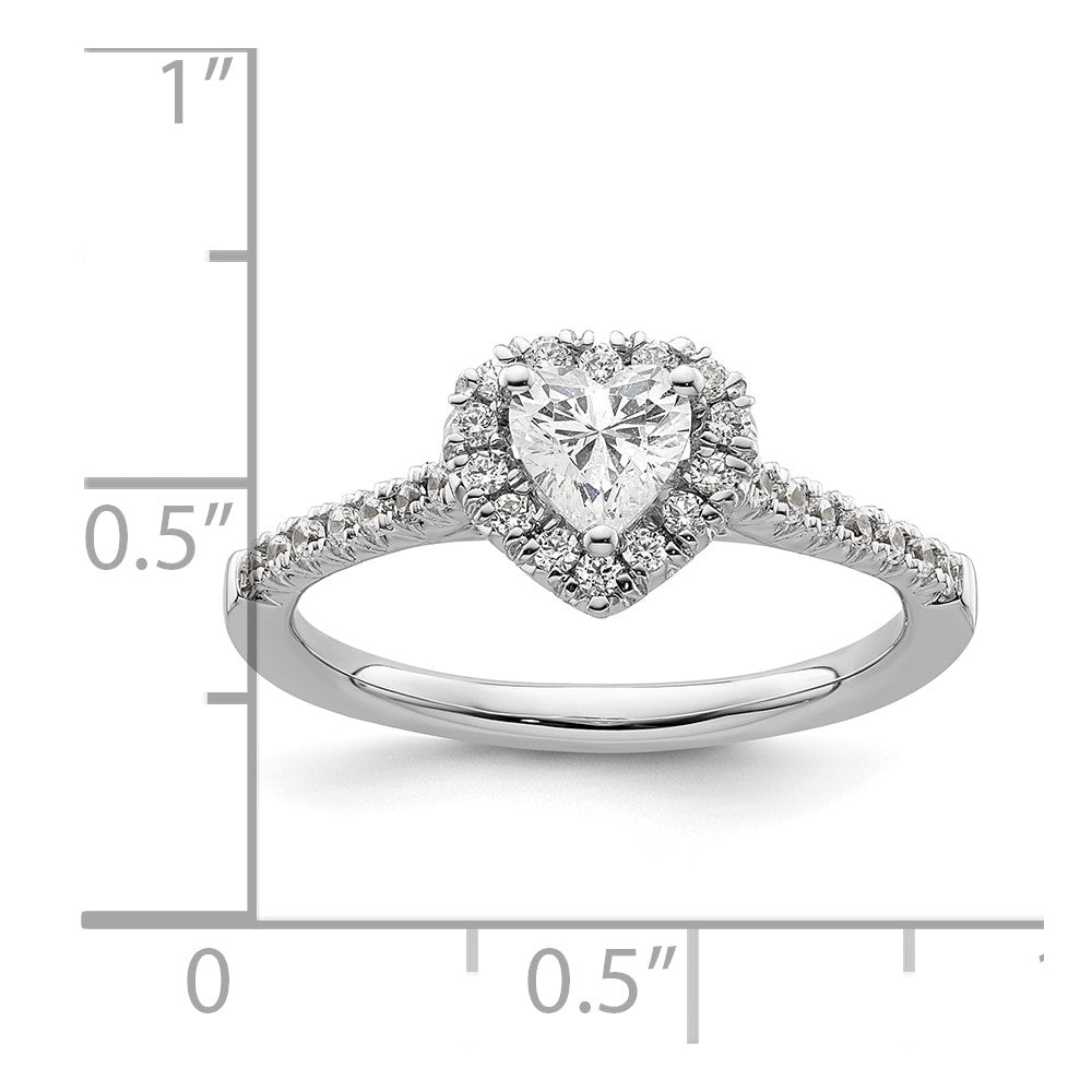14K Weißgold Verlobungsring mit simulierten Diamanten in Herz-Halo-Fassung
