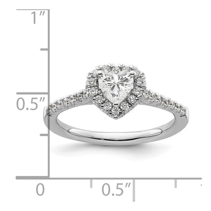 14K Weißgold Verlobungsring mit simulierten Diamanten in Herz-Halo-Fassung