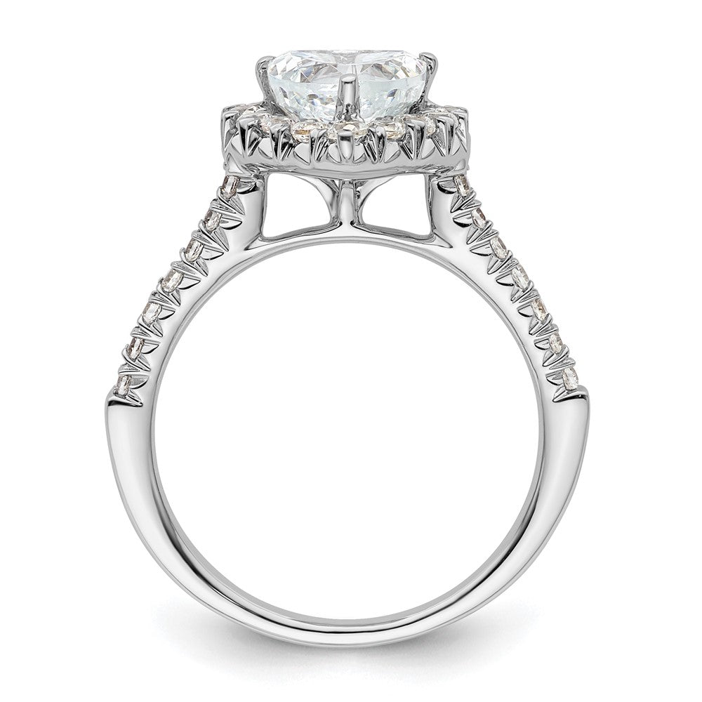 14K Weißgold Verlobungsring mit herzförmigem Halo aus simulierten Diamanten
