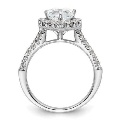 14K Weißgold Verlobungsring mit herzförmigem Halo aus simulierten Diamanten