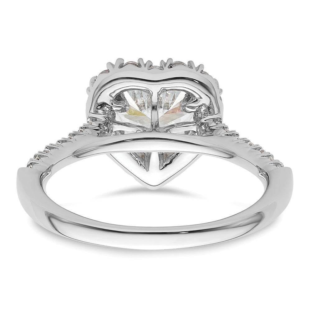 14K Weißgold Verlobungsring mit herzförmigem Halo aus simulierten Diamanten