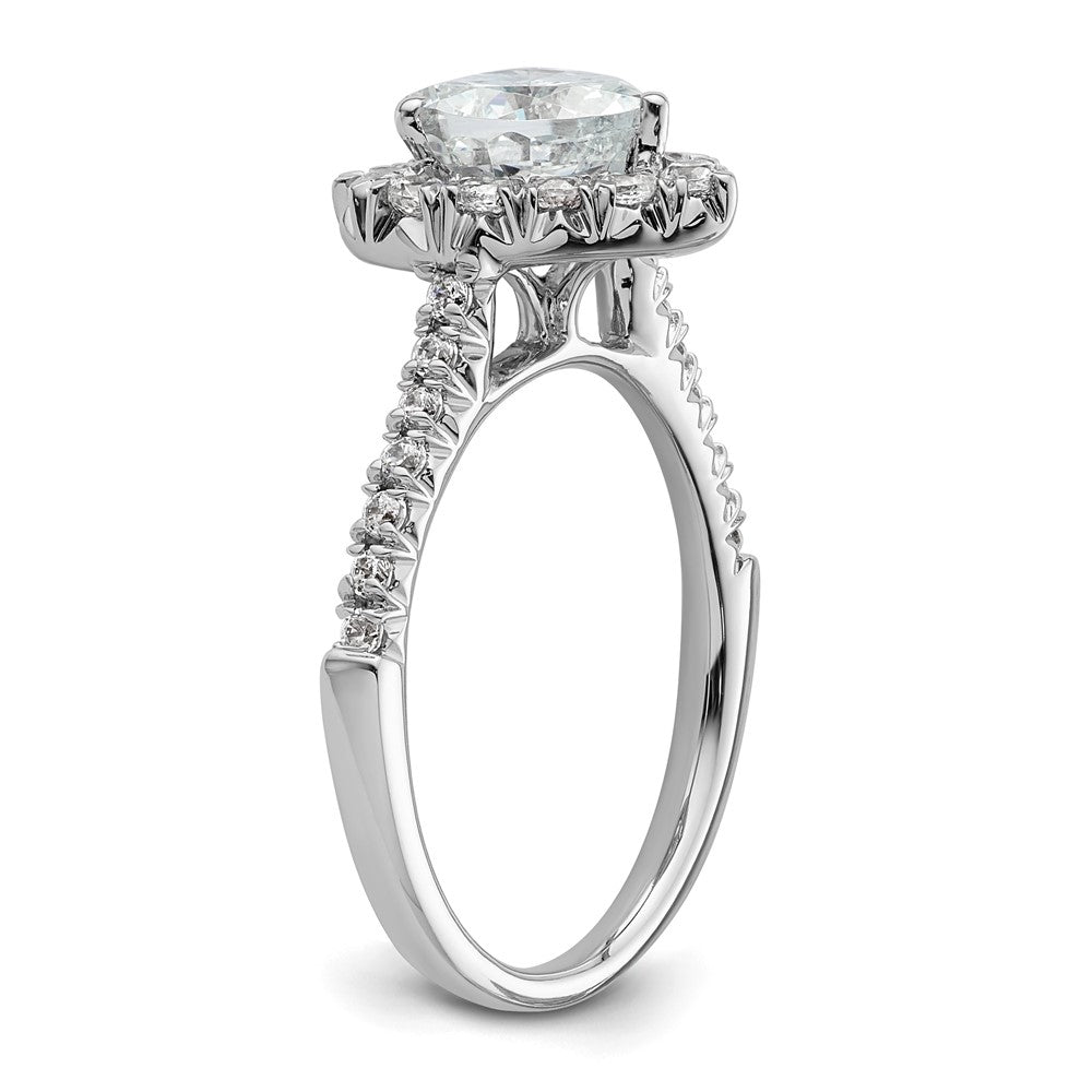 14K Weißgold Verlobungsring mit herzförmigem Halo aus simulierten Diamanten