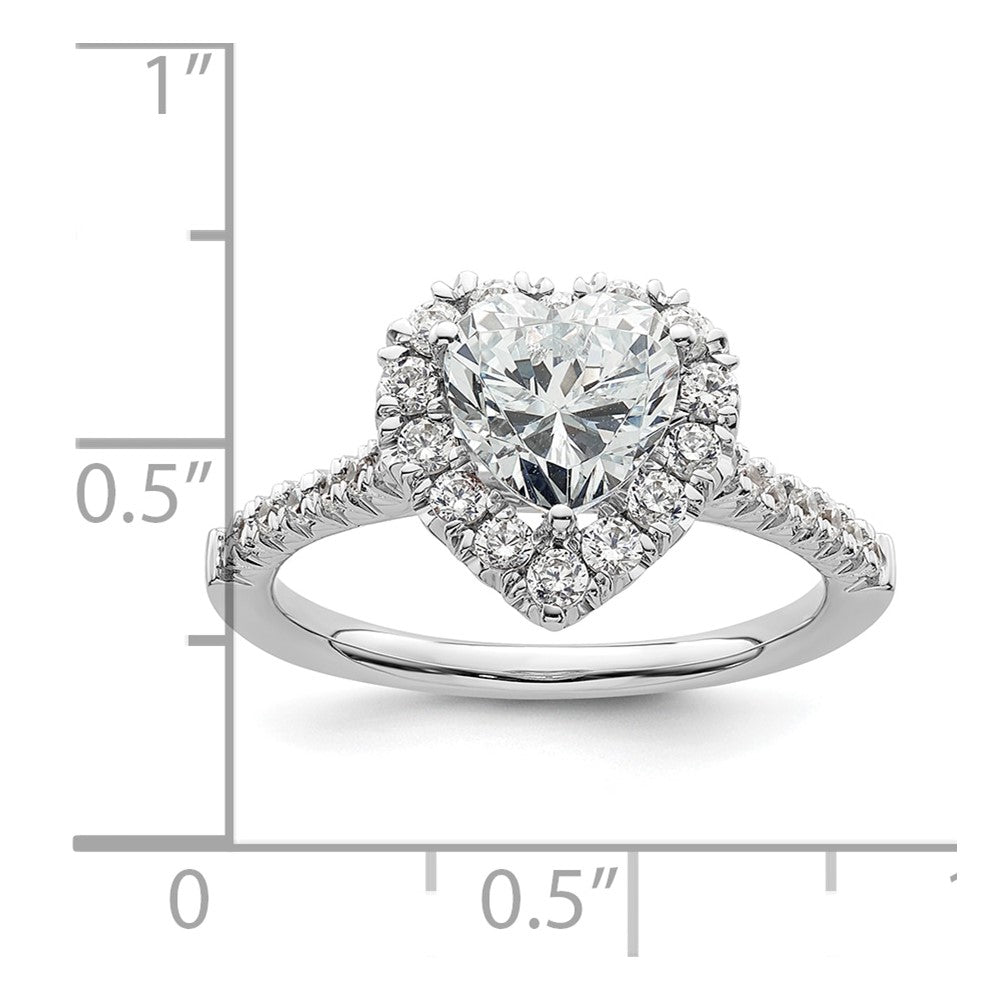 14K Weißgold Verlobungsring mit herzförmigem Halo aus simulierten Diamanten