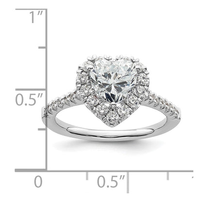 14K Weißgold Verlobungsring mit herzförmigem Halo aus simulierten Diamanten