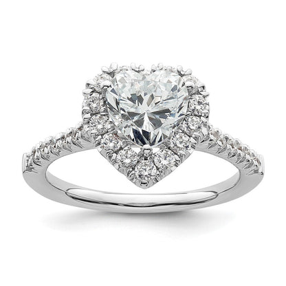 14K Weißgold Verlobungsring mit herzförmigem Halo aus simulierten Diamanten