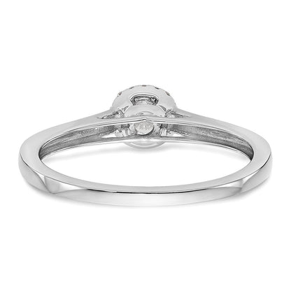 14K Weißgold Verlobungsring mit rundem simuliertem Diamanten und Halo