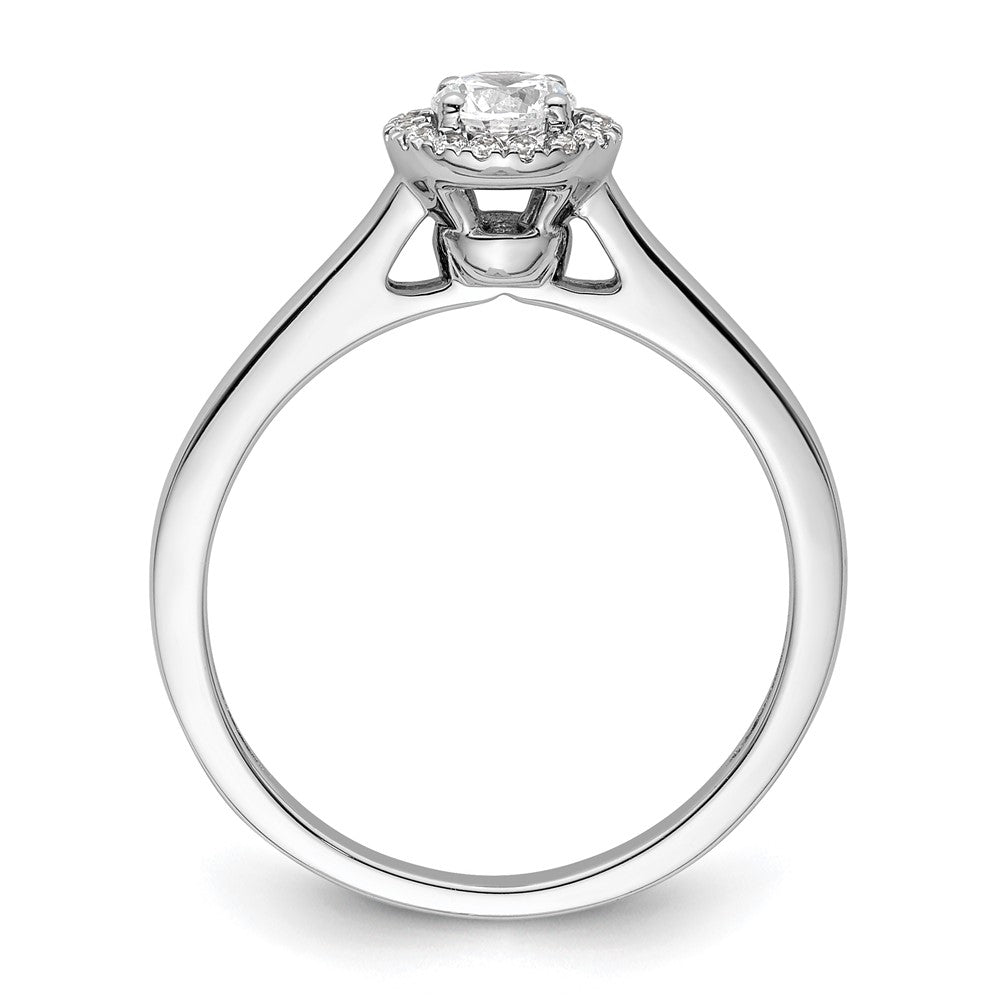 14K Weißgold Verlobungsring mit rundem simuliertem Diamanten und Halo