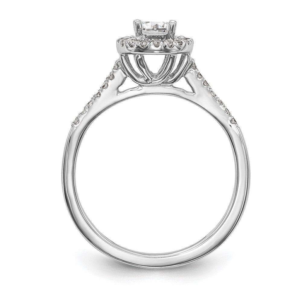 Verlobungsring mit 0,75 ct. natürlichen Diamanten im Halo-Design aus 14K Weißgold