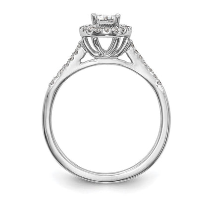 Verlobungsring mit 0,75 ct. natürlichen Diamanten im Halo-Design aus 14K Weißgold
