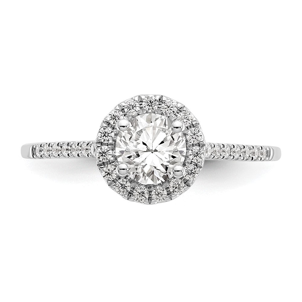 Verlobungsring mit 0,75 ct. natürlichen Diamanten im Halo-Design aus 14K Weißgold