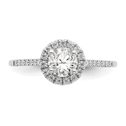 Verlobungsring mit 0,75 ct. natürlichen Diamanten im Halo-Design aus 14K Weißgold