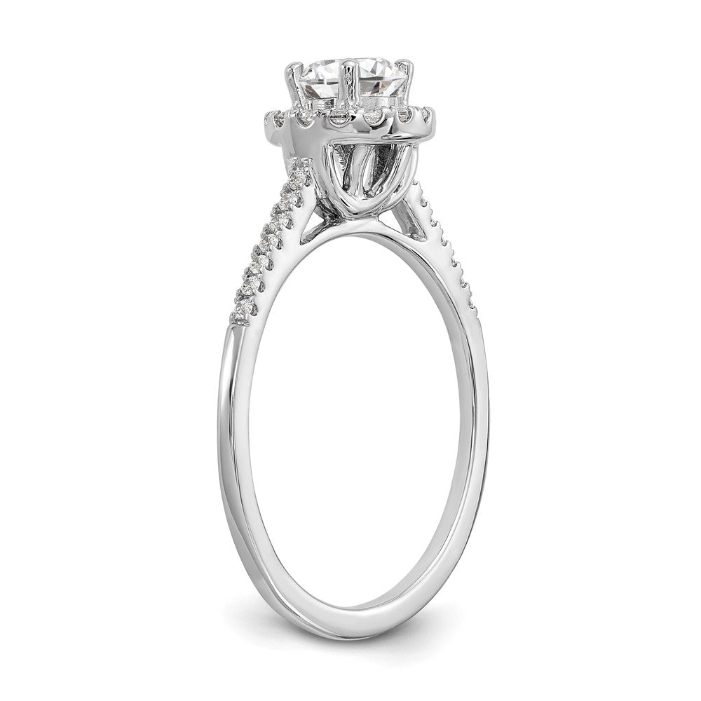 Verlobungsring mit 0,75 ct. natürlichen Diamanten im Halo-Design aus 14K Weißgold