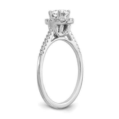 Verlobungsring mit 0,75 ct. natürlichen Diamanten im Halo-Design aus 14K Weißgold