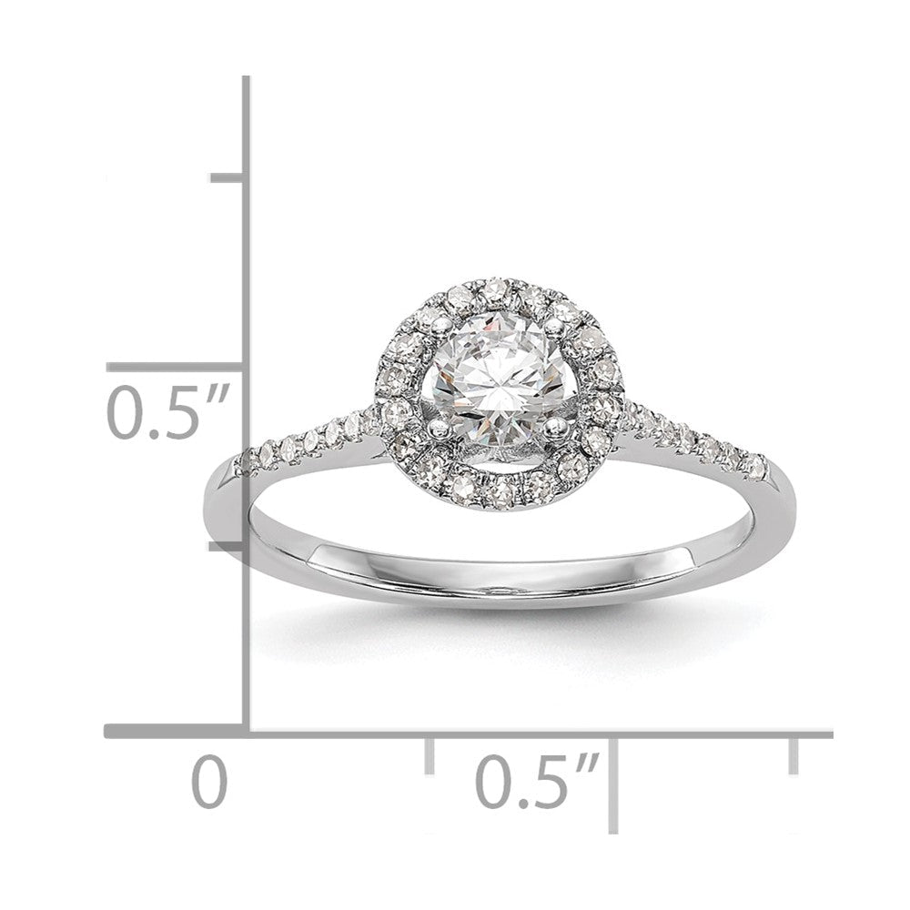Verlobungsring mit 0,75 ct. natürlichen Diamanten im Halo-Design aus 14K Weißgold