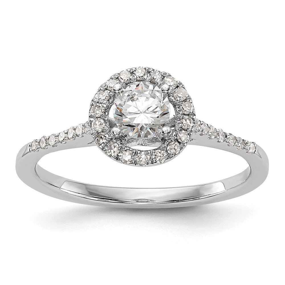 Verlobungsring mit 0,75 ct. natürlichen Diamanten im Halo-Design aus 14K Weißgold