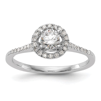 Verlobungsring mit 0,75 ct. natürlichen Diamanten im Halo-Design aus 14K Weißgold