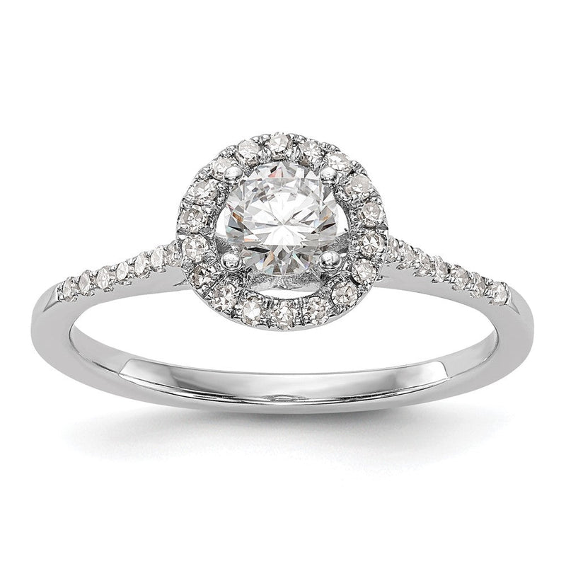 Verlobungsring mit 0,75 ct. natürlichen Diamanten im Halo-Design aus 14K Weißgold