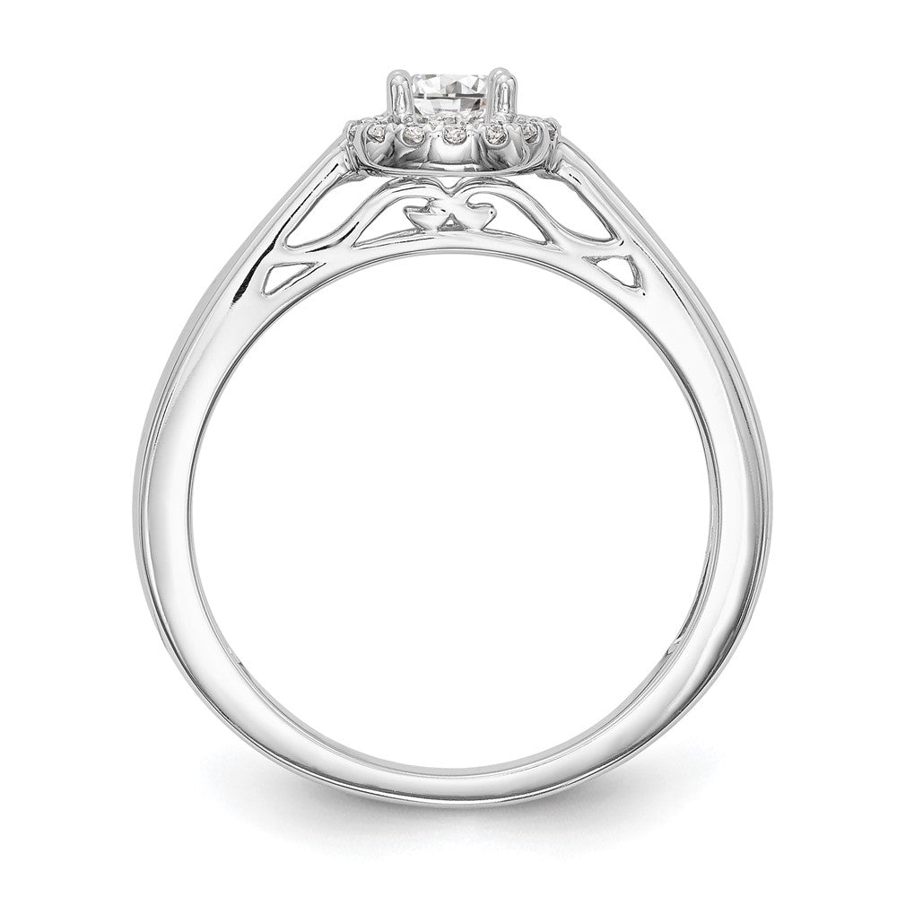 14K Weißgold Verlobungsring mit Halo und rundem simuliertem Diamanten