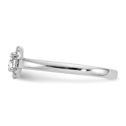 14K Weißgold Verlobungsring mit Halo und rundem simuliertem Diamanten