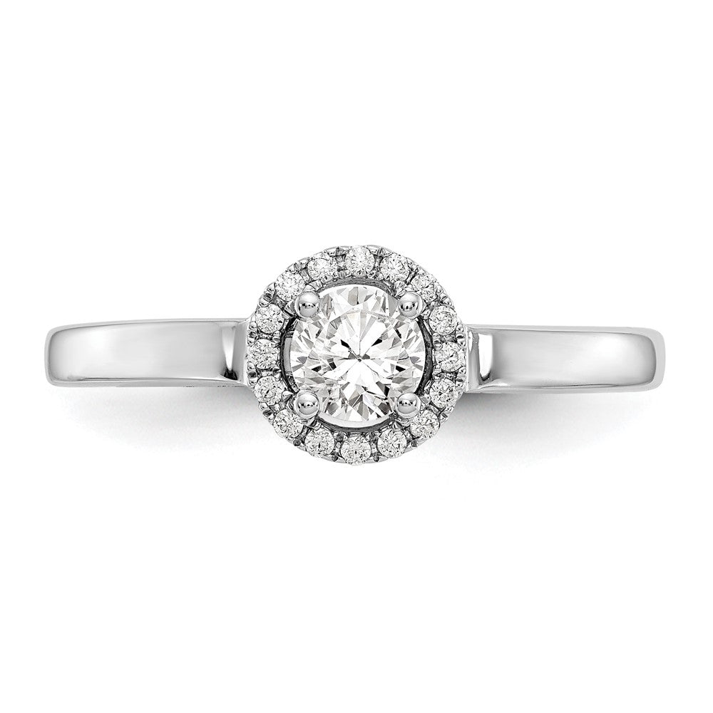 14K Weißgold Verlobungsring mit Halo und rundem simuliertem Diamanten