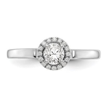 14K Weißgold Verlobungsring mit Halo und rundem simuliertem Diamanten