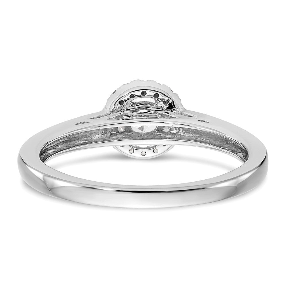 14K Weißgold Verlobungsring mit Halo und rundem simuliertem Diamanten