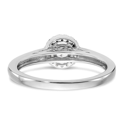 14K Weißgold Verlobungsring mit Halo und rundem simuliertem Diamanten