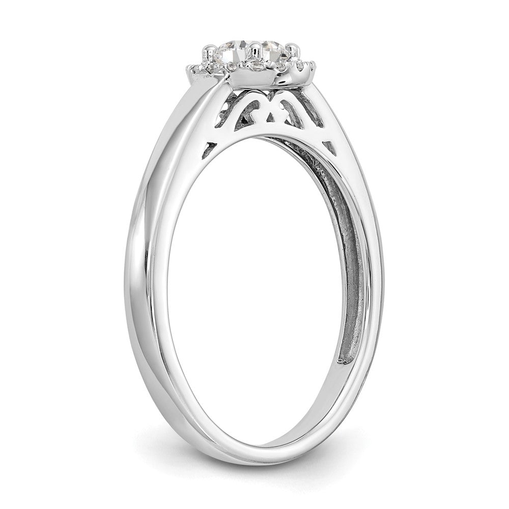 14K Weißgold Verlobungsring mit Halo und rundem simuliertem Diamanten
