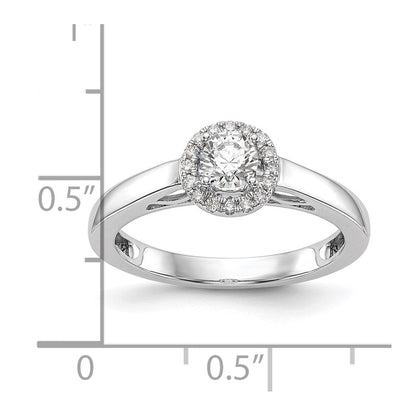 14K Weißgold Verlobungsring mit Halo und rundem simuliertem Diamanten