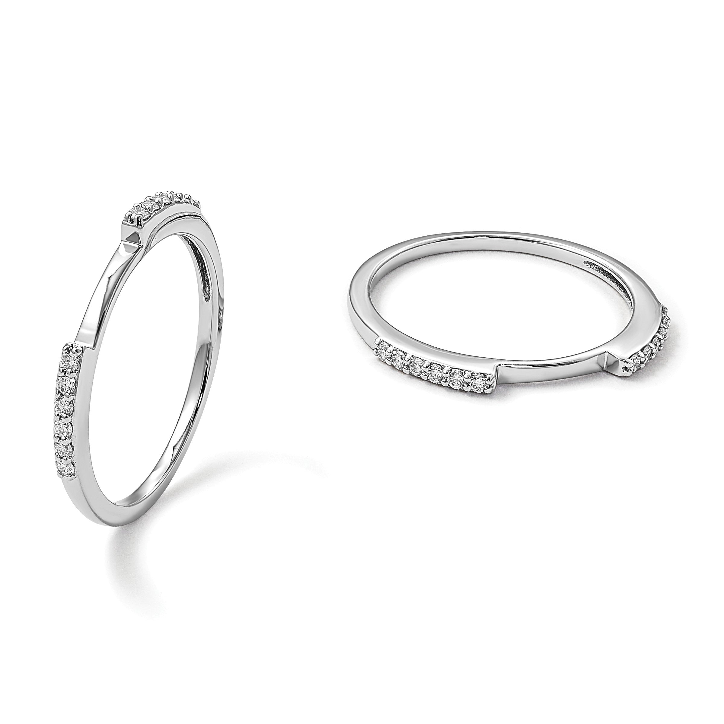 14K Weißgold-Set mit 2 Eheringen mit natürlichen Diamanten