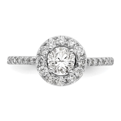 14K Weißgold Verlobungsring mit rundem simuliertem Diamanten und Halo