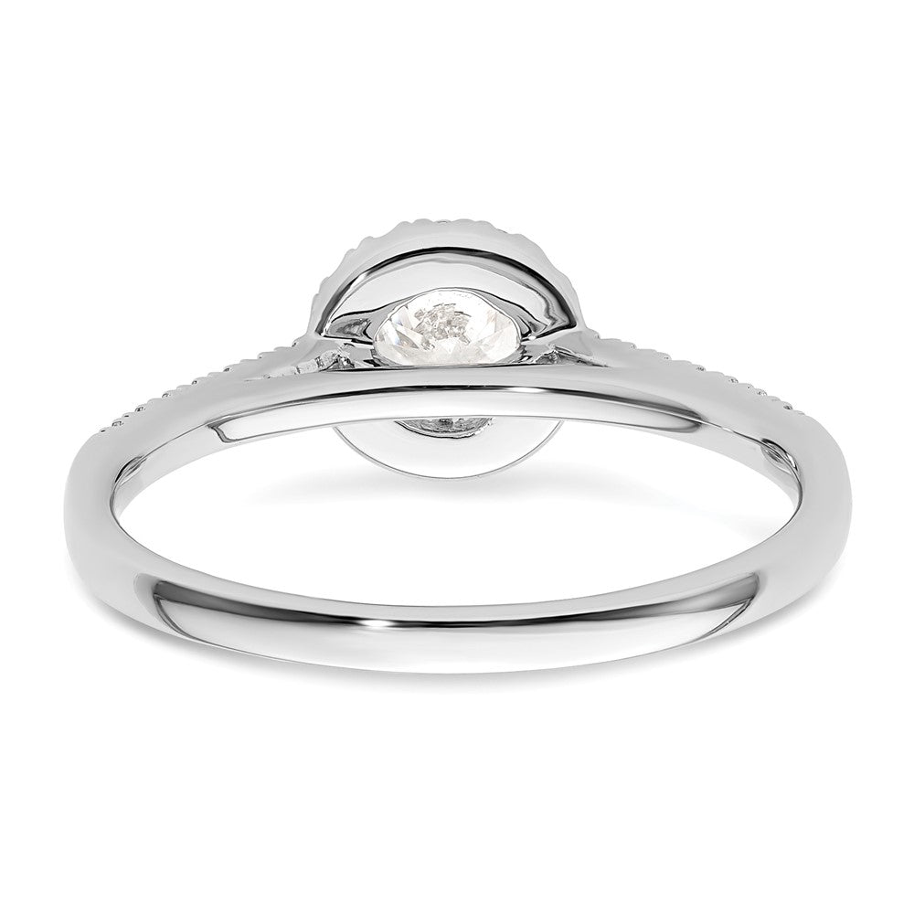 14K Weißgold Verlobungsring mit rundem simuliertem Diamanten und Halo-Fassung