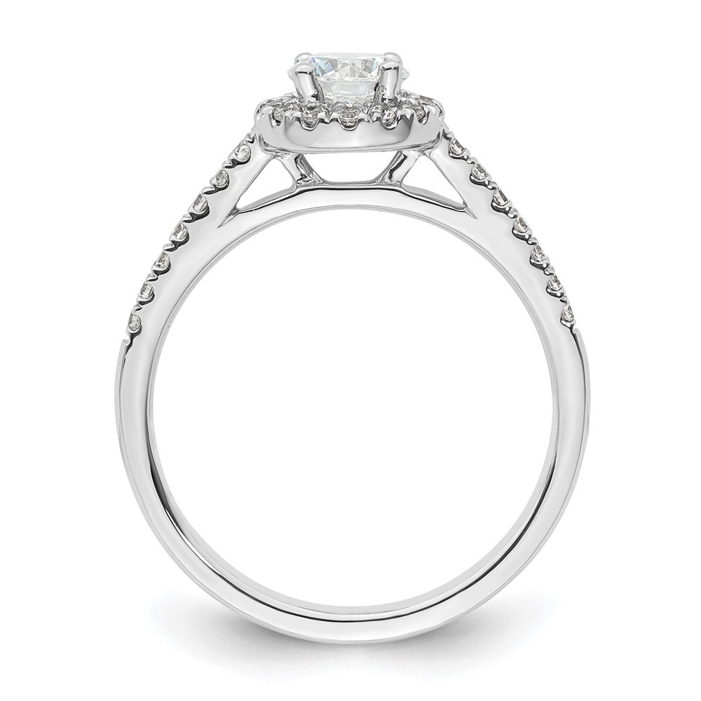 14K Weißgold Verlobungsring mit rundem simulierten Diamanten und Halo