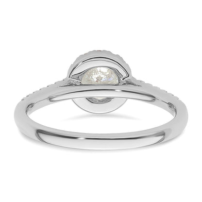 14K Weißgold Verlobungsring mit rundem simulierten Diamanten und Halo