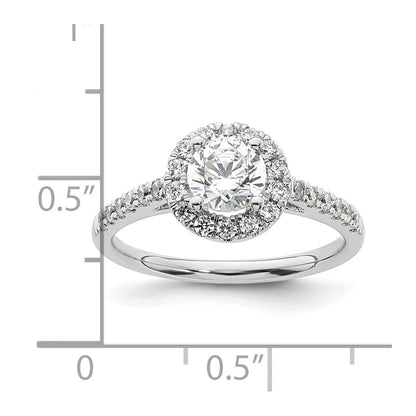 14K Weißgold Verlobungsring mit rundem simuliertem Diamanten und Halo