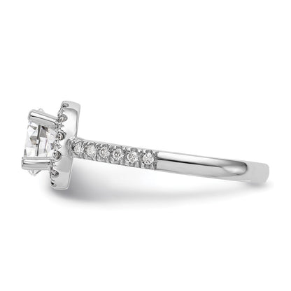 14K Weißgold Verlobungsring mit rundem simuliertem Diamanten und Halo