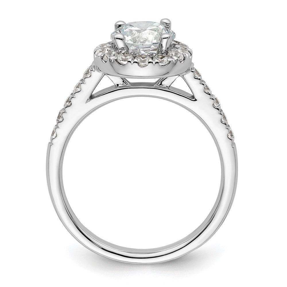 14K Weißgold Verlobungsring mit rundem simuliertem Diamanten und Halo