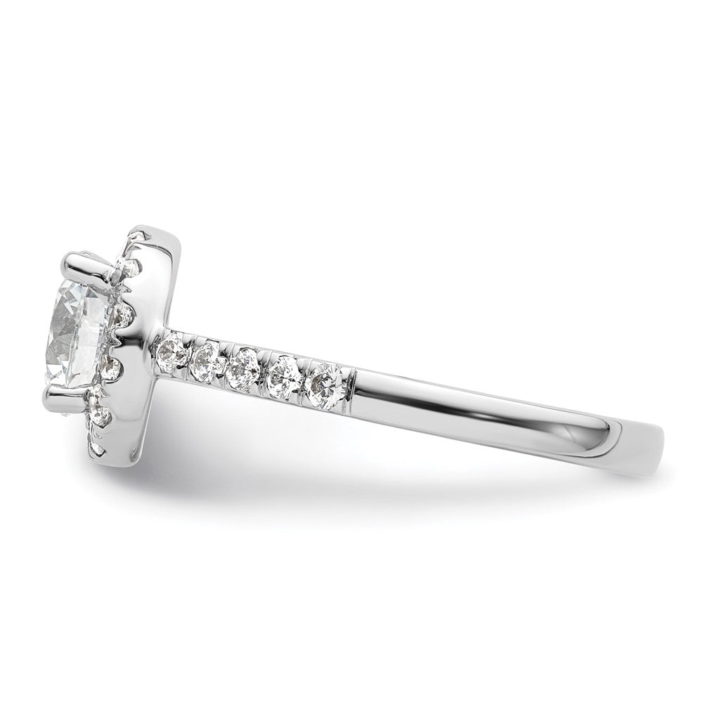 14K Weißgold Verlobungsring mit rundem simuliertem Diamanten und Halo