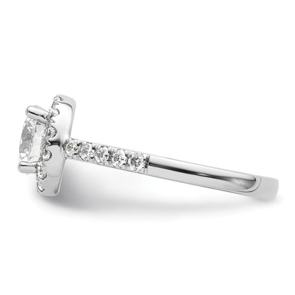 14K Weißgold Verlobungsring mit rundem simuliertem Diamanten und Halo