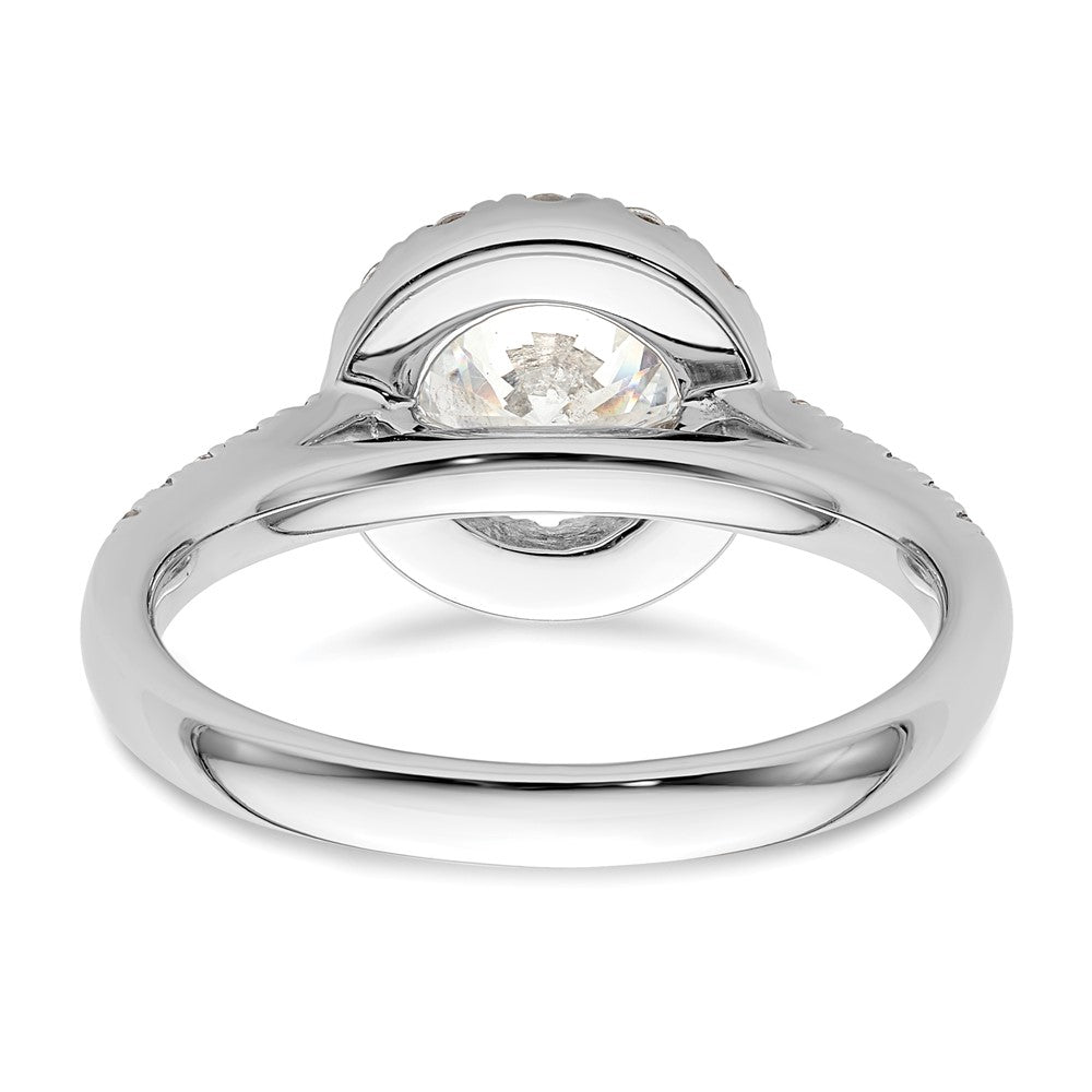 14K Weißgold Verlobungsring mit rundem simuliertem Diamanten und Halo