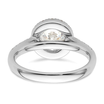 14K Weißgold Verlobungsring mit rundem simuliertem Diamanten und Halo