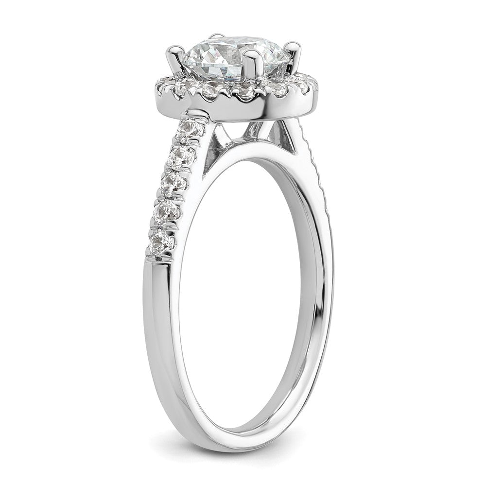 14K Weißgold Verlobungsring mit rundem simuliertem Diamanten und Halo