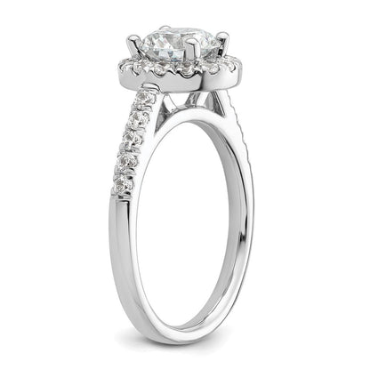 14K Weißgold Verlobungsring mit rundem simuliertem Diamanten und Halo