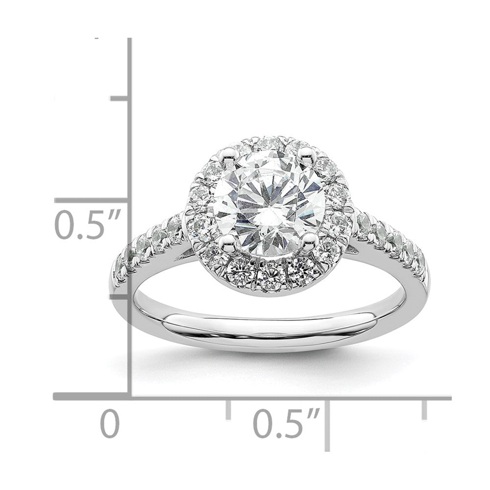 14K Weißgold Verlobungsring mit rundem simuliertem Diamanten und Halo