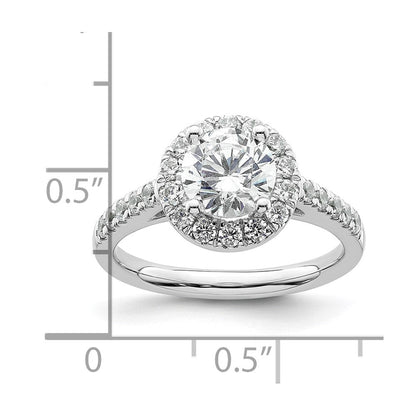 14K Weißgold Verlobungsring mit rundem simuliertem Diamanten und Halo