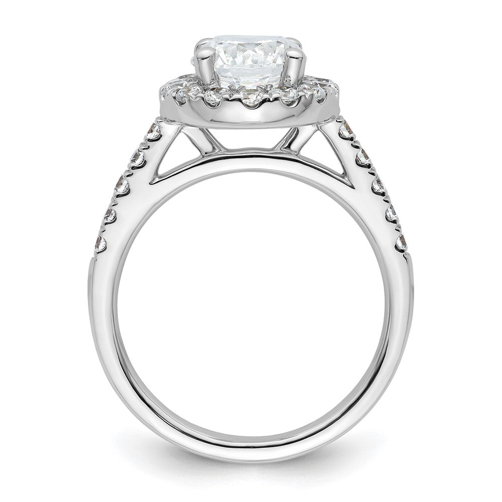 14K Weißgold Verlobungsring mit rundem simuliertem Diamanten, Halo-Fassung