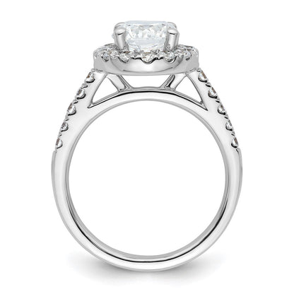 14K Weißgold Verlobungsring mit rundem simuliertem Diamanten, Halo-Fassung