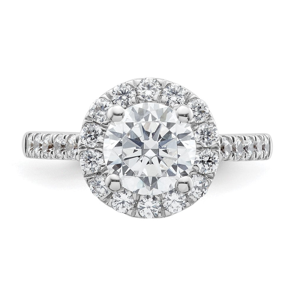 14K Weißgold Verlobungsring mit rundem simuliertem Diamanten, Halo-Fassung