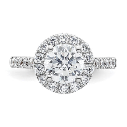 14K Weißgold Verlobungsring mit rundem simuliertem Diamanten, Halo-Fassung