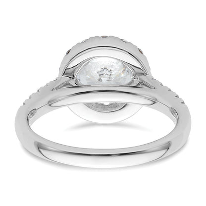 14K Weißgold Verlobungsring mit rundem simuliertem Diamanten, Halo-Fassung